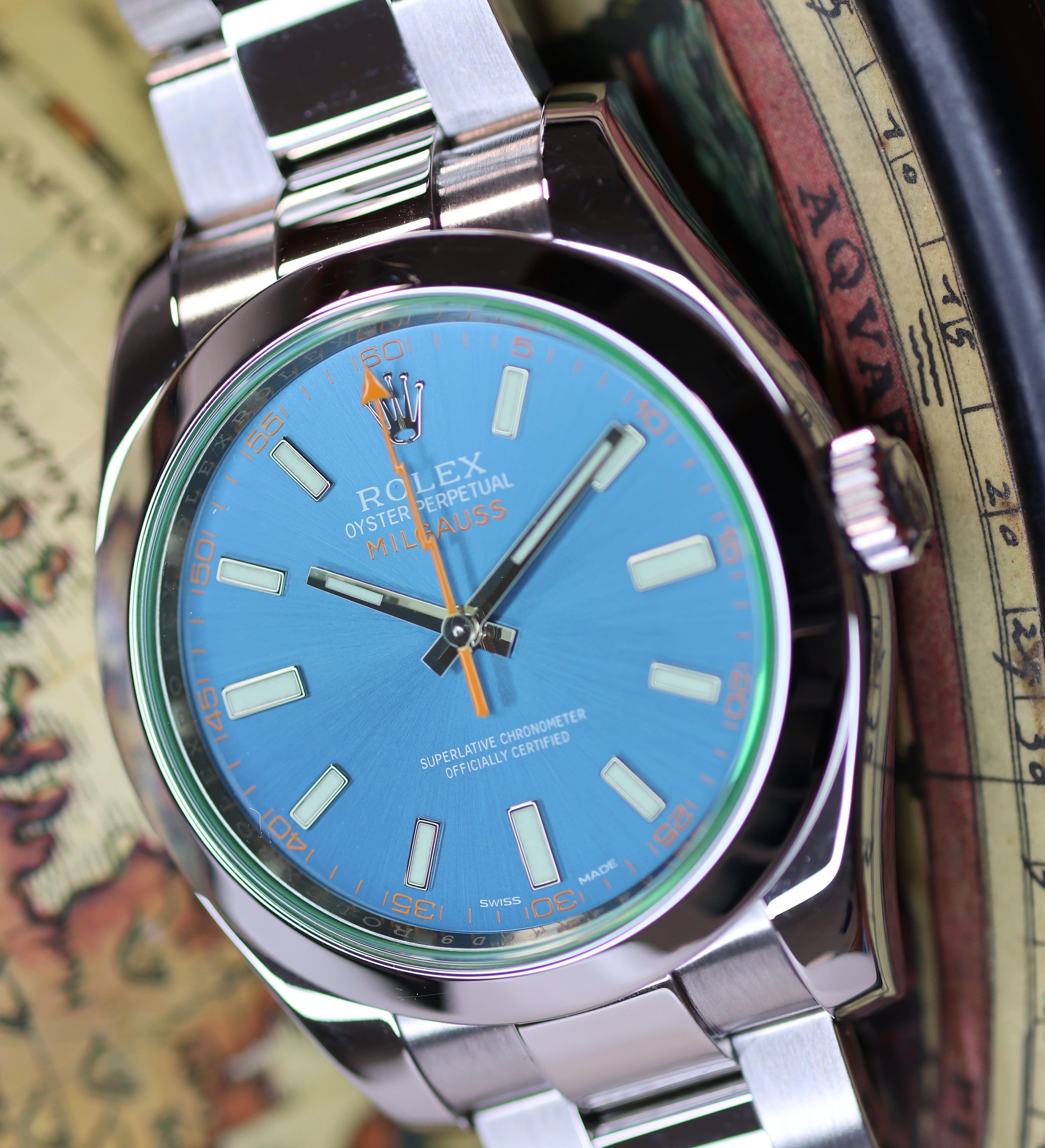 Rolex Milgauss 116400GV – Z-Blue Dial with Green Sapphire Crystal