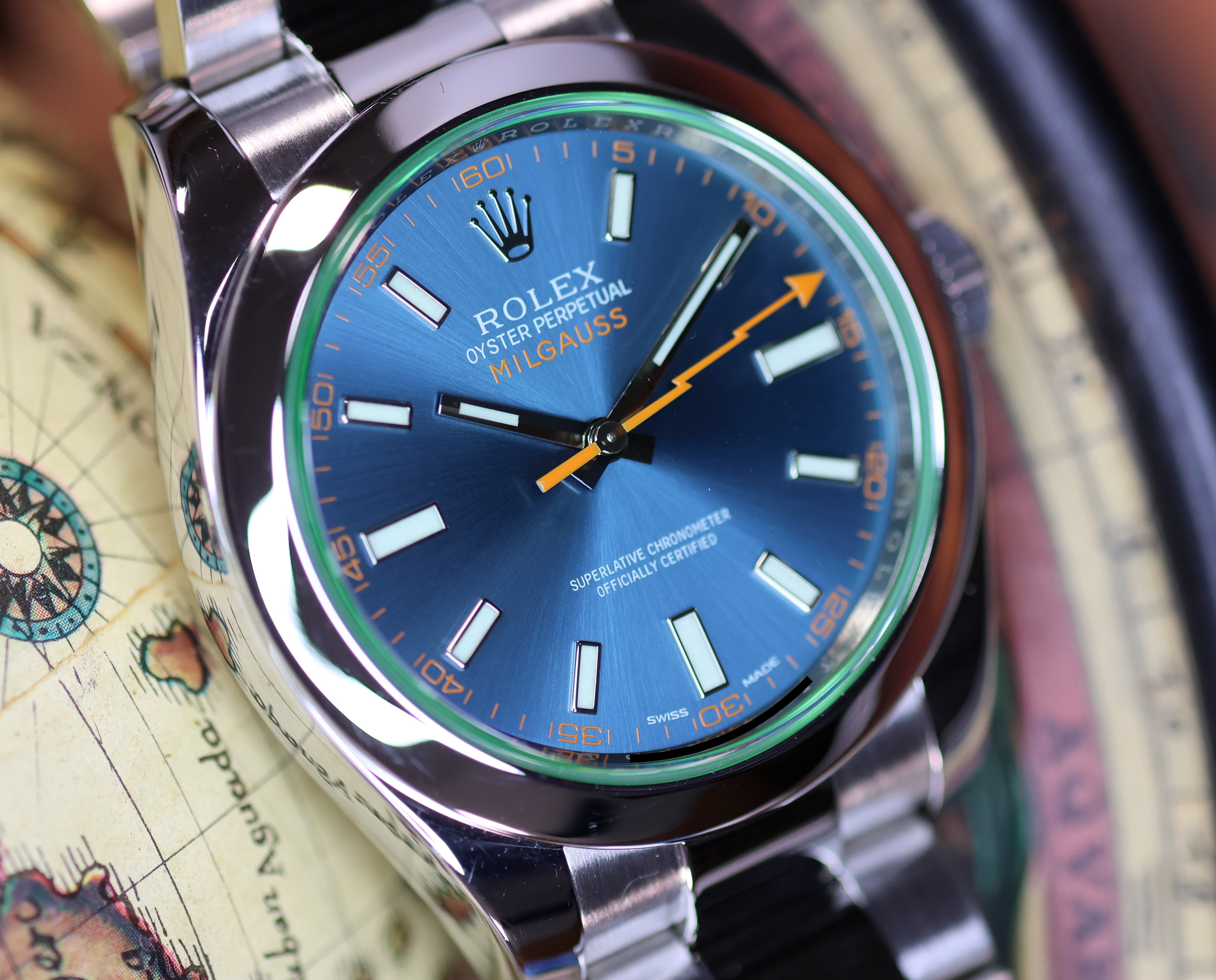 Rolex Milgauss 116400GV – Z-Blue Dial with Green Sapphire Crystal